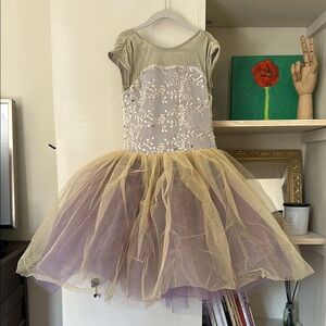 Elegant Kids Costume Dress in Gold and Gray